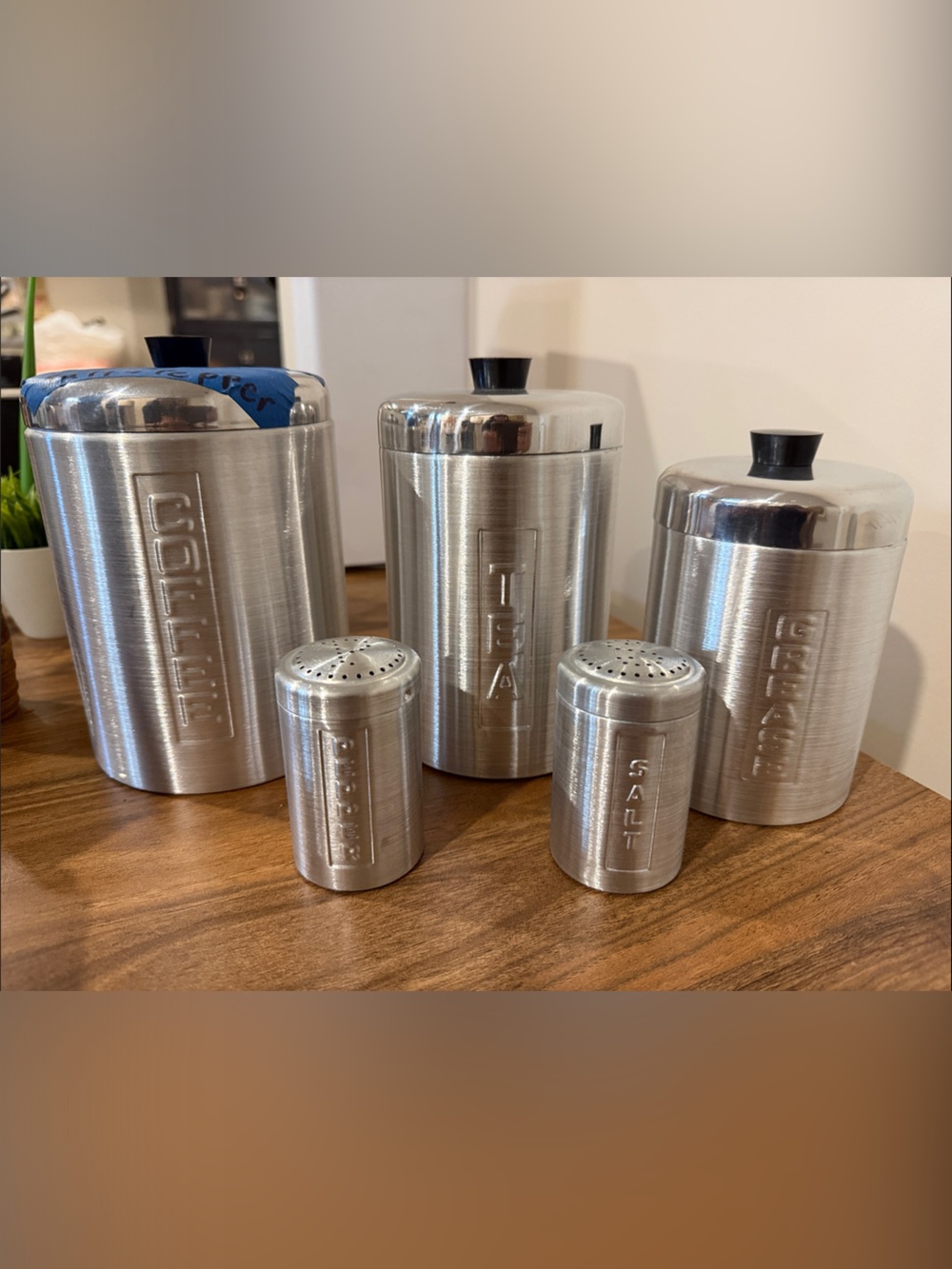 Vintage Mid-Century New Old Stock Pristine Cannister Set